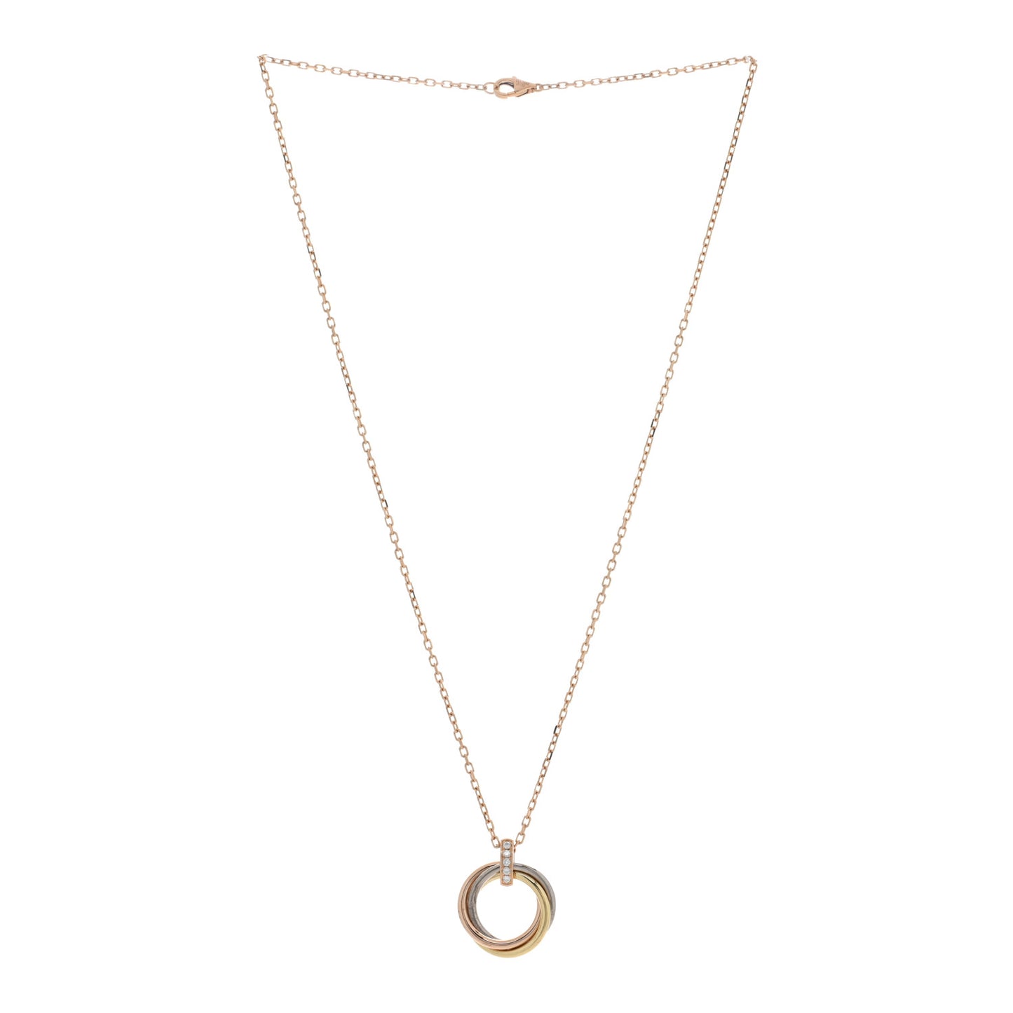 18K Pink White Yellow Gold Diamond Trinity Pendant Necklace