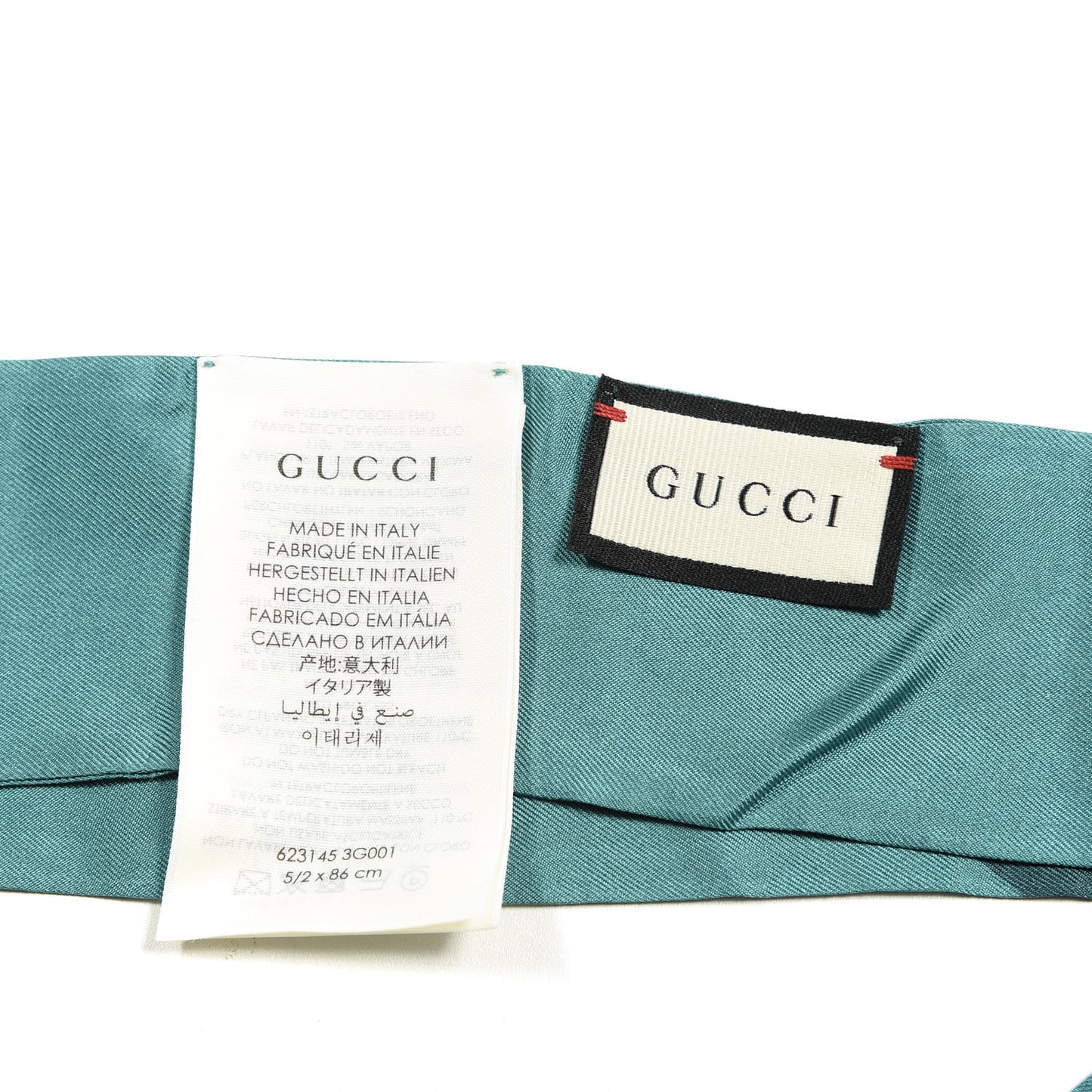 Silk Twill Gasmique Neck Bow Scarf Turquoise Blue