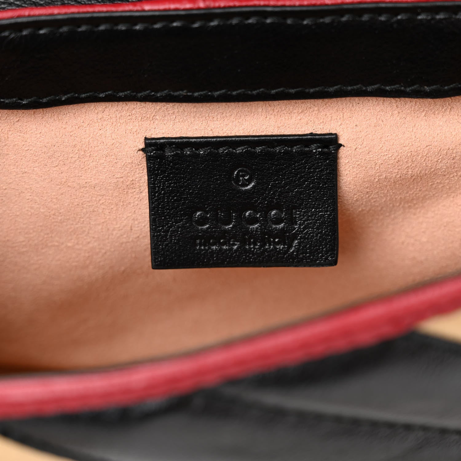 Gucci Vintage Effect Calfskin Matelasse Diagonal Striped Super Mini Torchon GG Marmont Shoulder Bag Black Beige 6 of 13