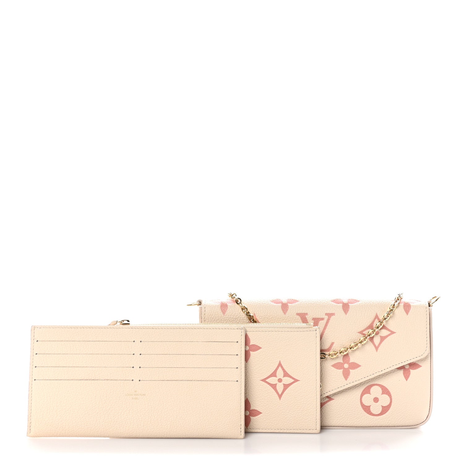 Louis Vuitton Empreinte Monogram Giant By The Pool Felicie Pochette Chain Wallet Creme Rose Trianon 3 of 10