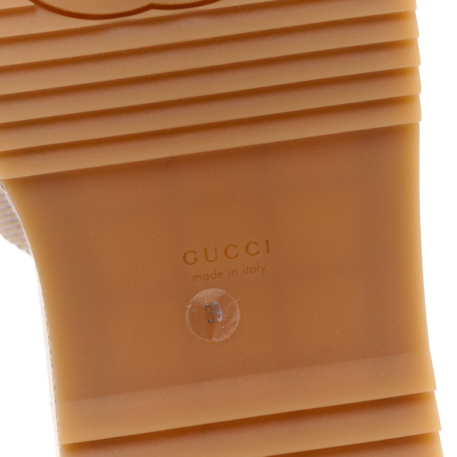 Gucci Monogram Jumbo GG Platform Slide Wedge Sandals 39 Beige Lapis 7 of 10