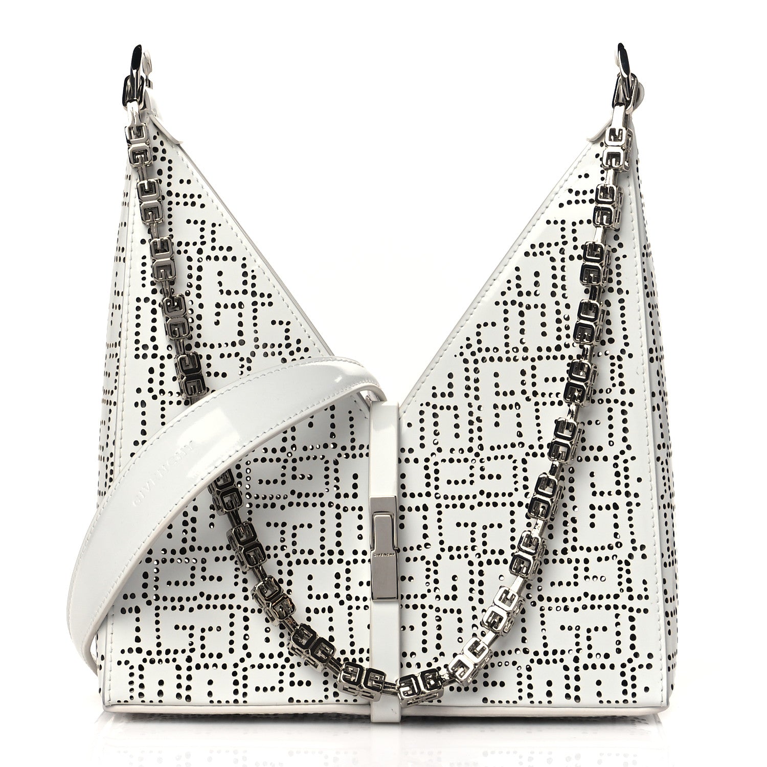 Givenchy Calfskin 4G Perforated Mini Cut Out Shoulder Bag Ivory 1 of 10