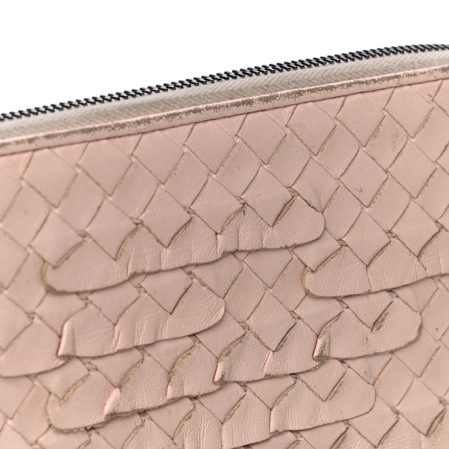 Nappa Intrecciato Zip Around Wallet Petal Pink