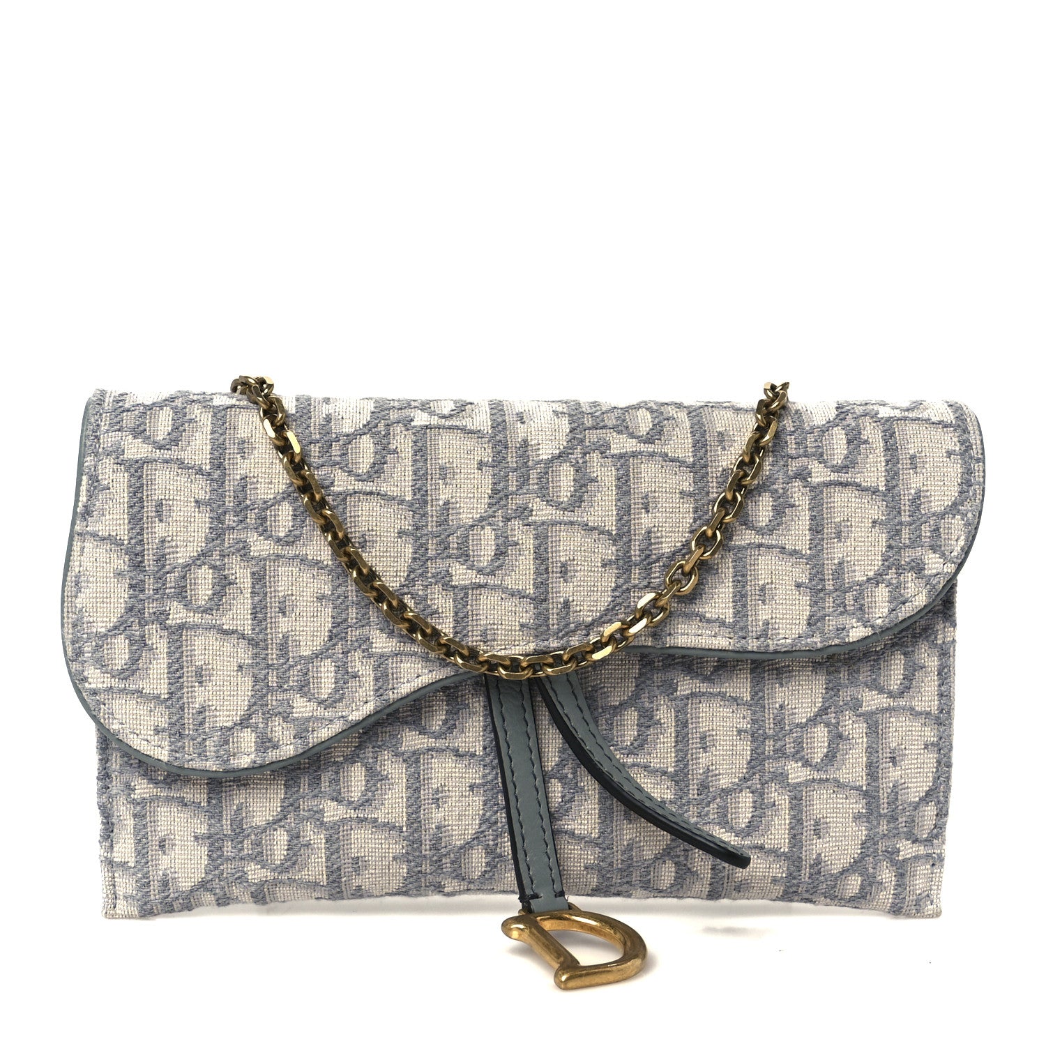 Christian Dior Oblique Saddle Chain Long Wallet Grey 1772253
