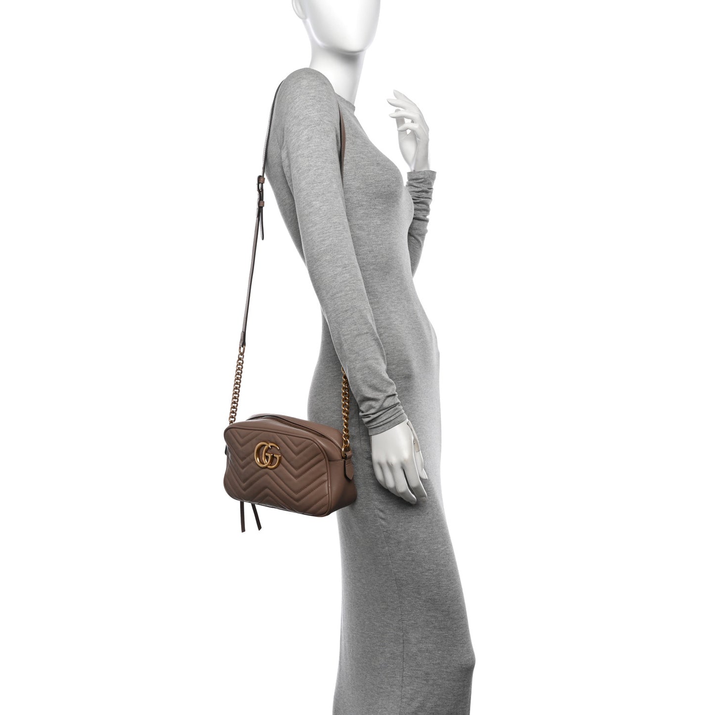 Calfskin Matelasse Small GG Marmont Chain Shoulder Bag Porcelain Rose