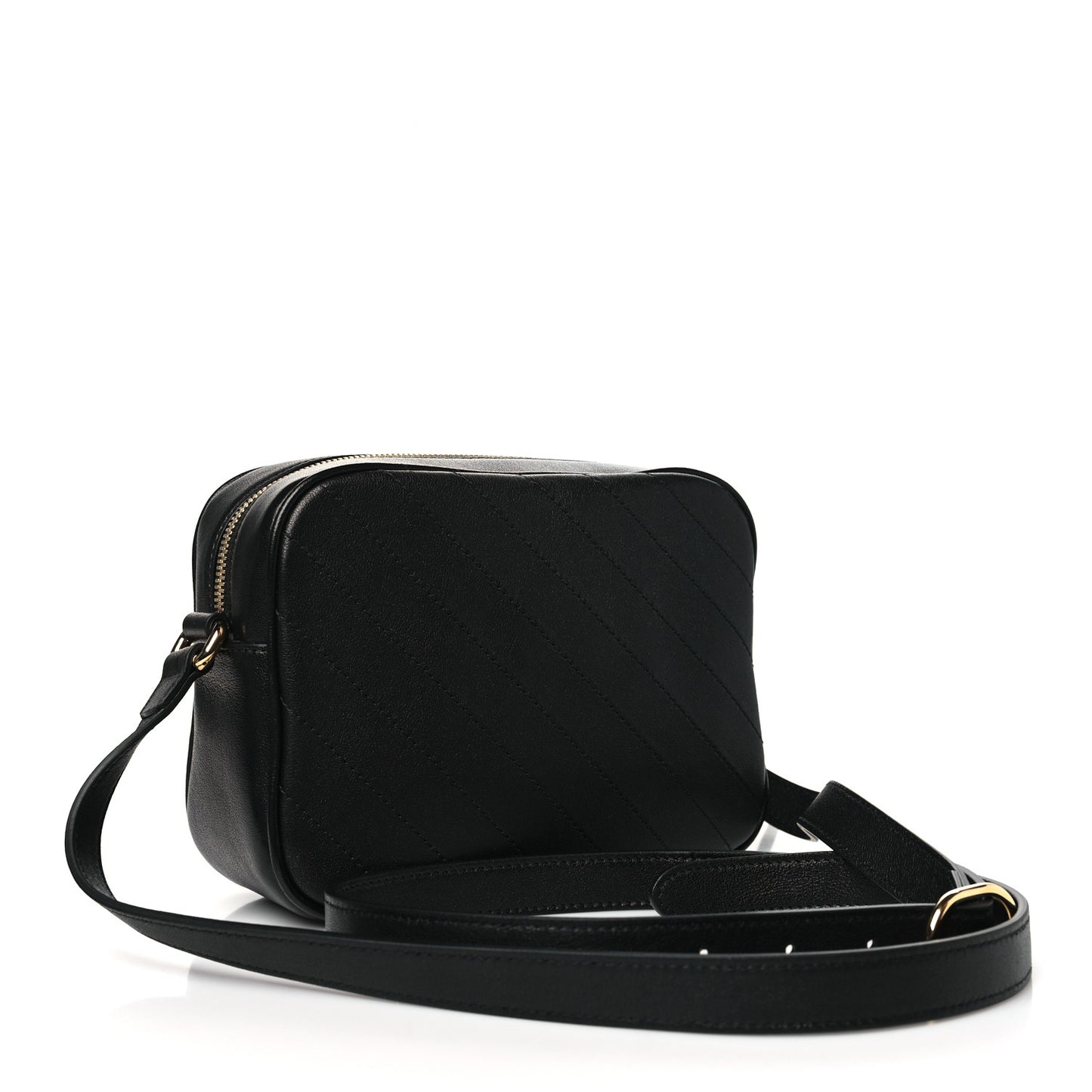 Sakai Be Green Calfskin Diagonal Stitched Small Blondie Shoulder Bag Black