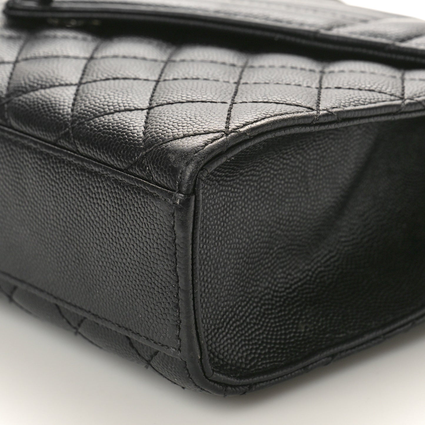 Grain De Poudre Textured Mixed Matelasse Large Triquilt Monogram Monochrome Satchel Black