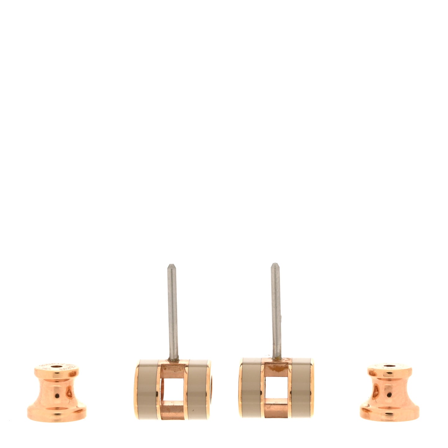 Gold Lacquered Mini Pop H Earrings Marron Glace