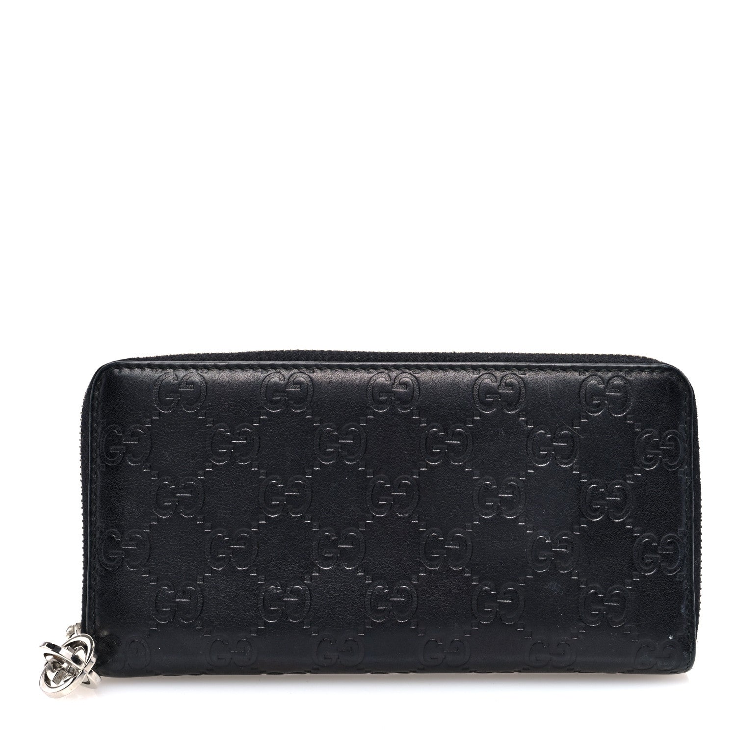 Gucci Guccissima Large Twins Zip Around Wallet Black 1 of 6