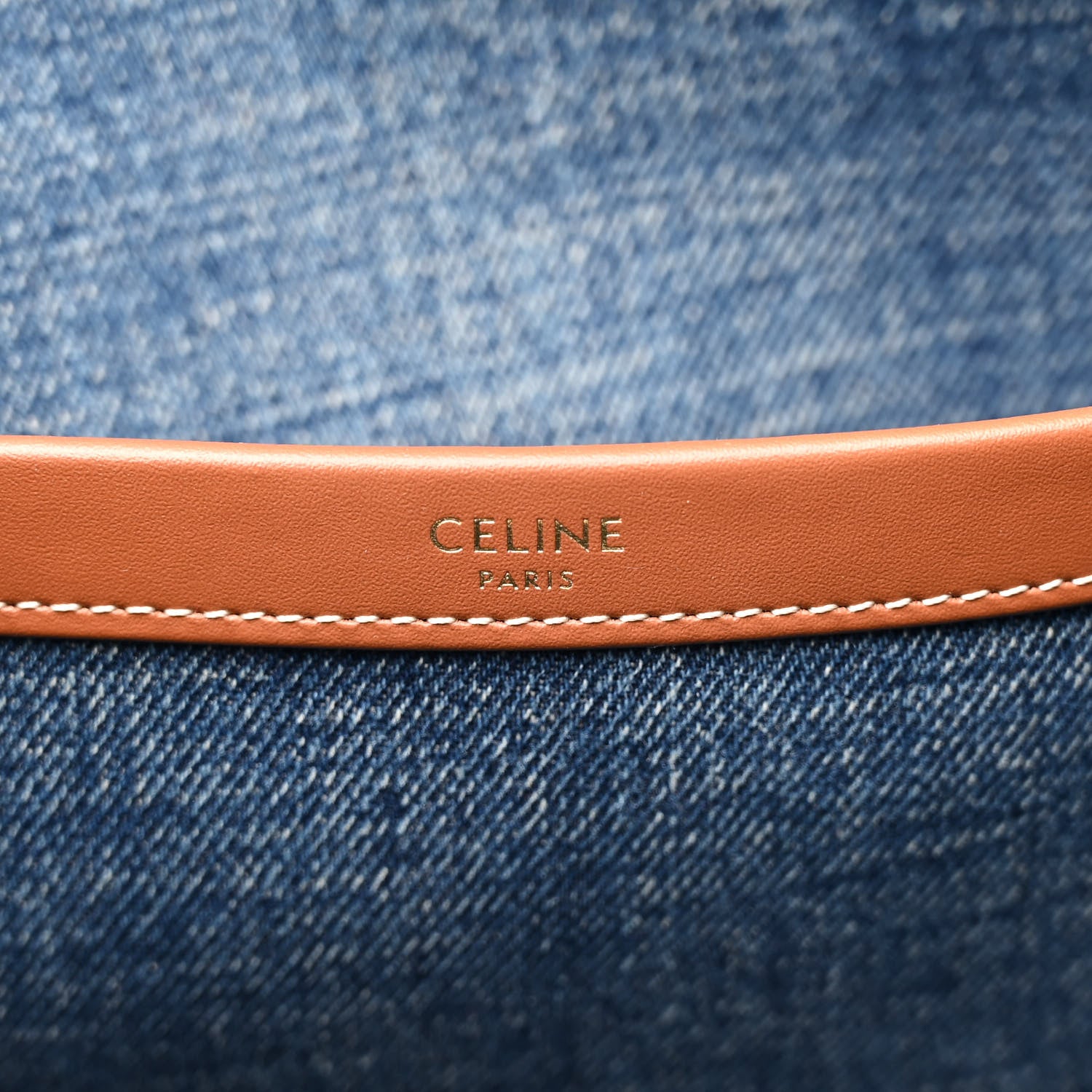 Celine Denim Large Thais Cabas Navy Tan 6 of 12