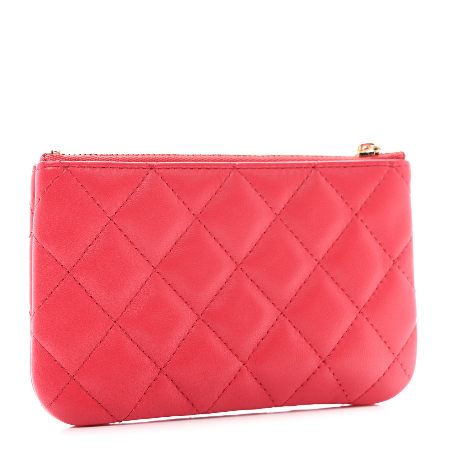 Lambskin Quilted Small Cosmetic Case Red