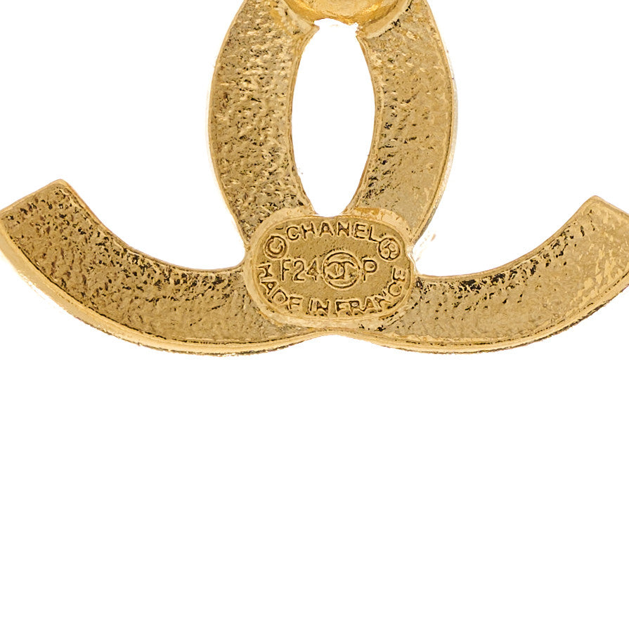 Chanel Metal Textured CC Earrings Gold 6 of 7