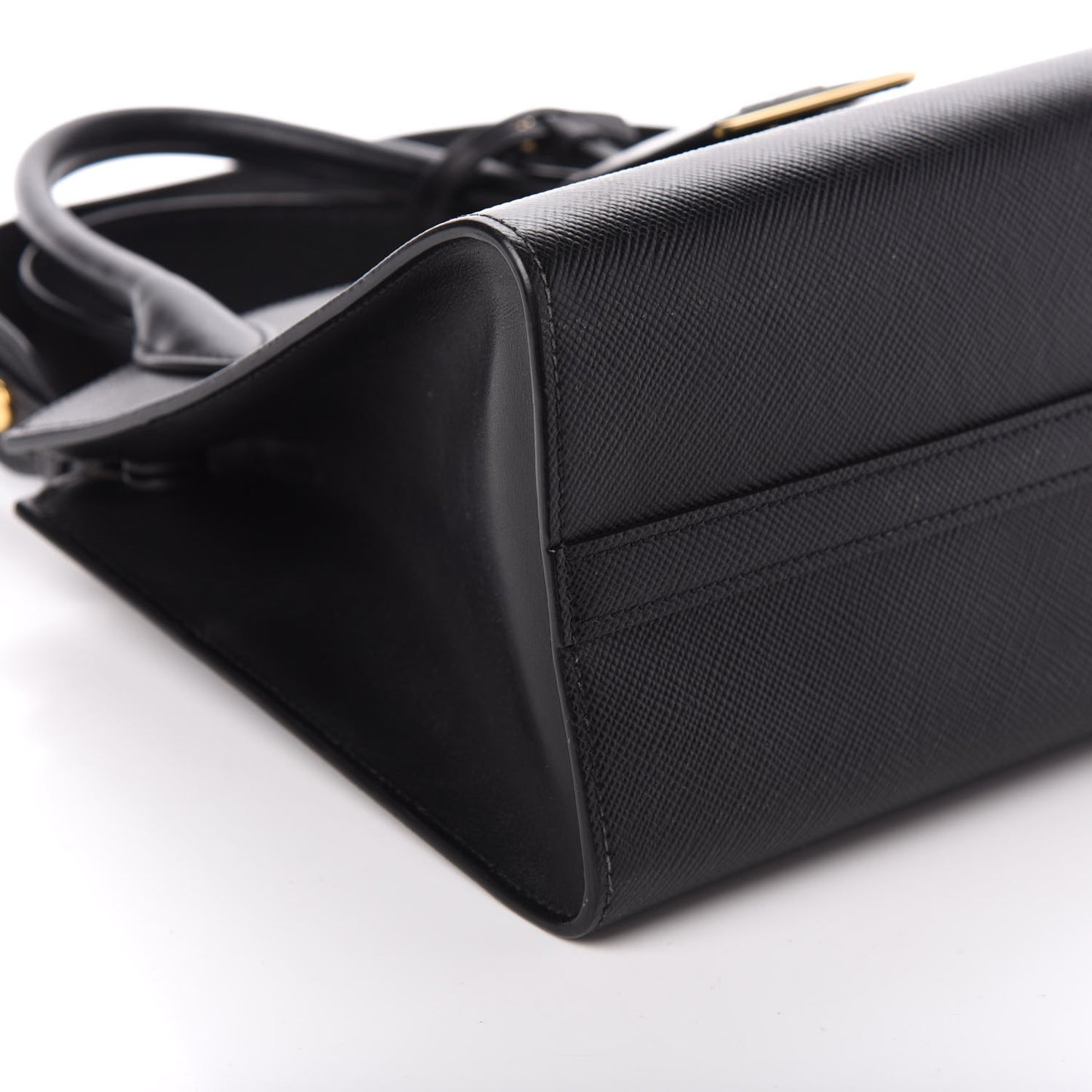 Saffiano Cuir Calfskin Small Monochrome Top Handle Tote Black