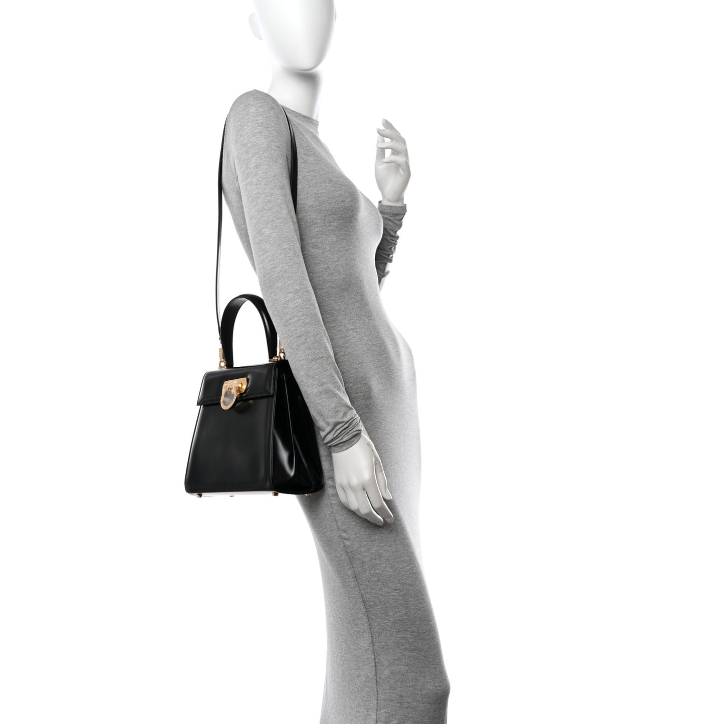 Brushed Off Calfskin Medium Iconic Top Handle Black