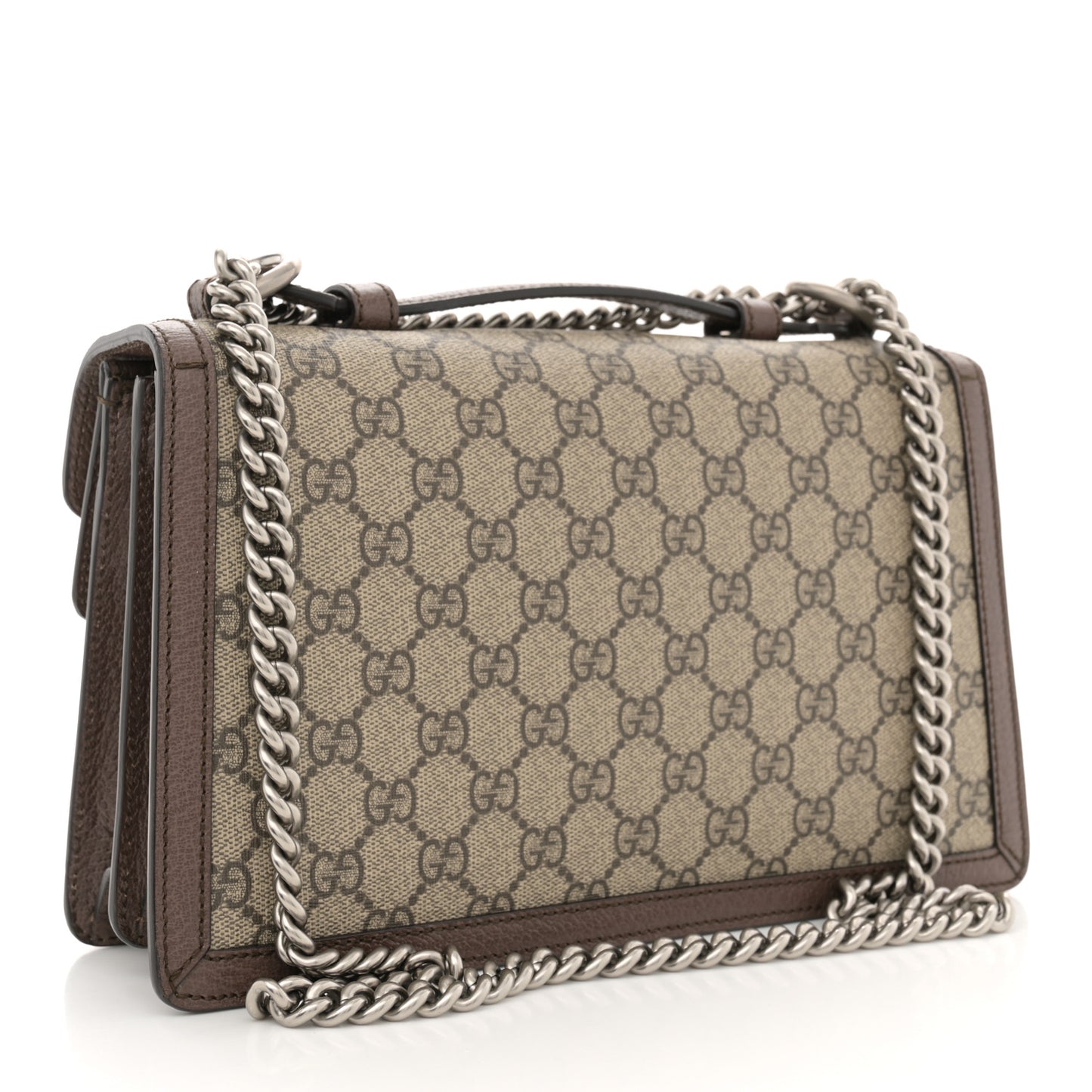 GG Supreme Monogram Textured Dollar Calfskin Top Handle Dionysus Shoulder Bag Beige Ebony New Acero