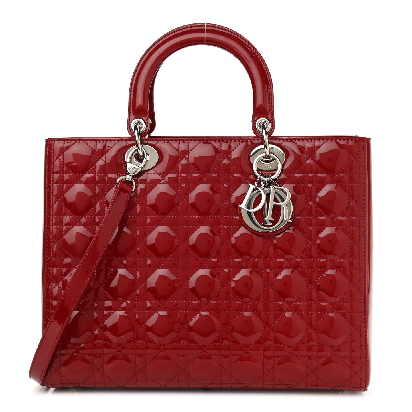 Patent Cannage Large Lady Dior Red