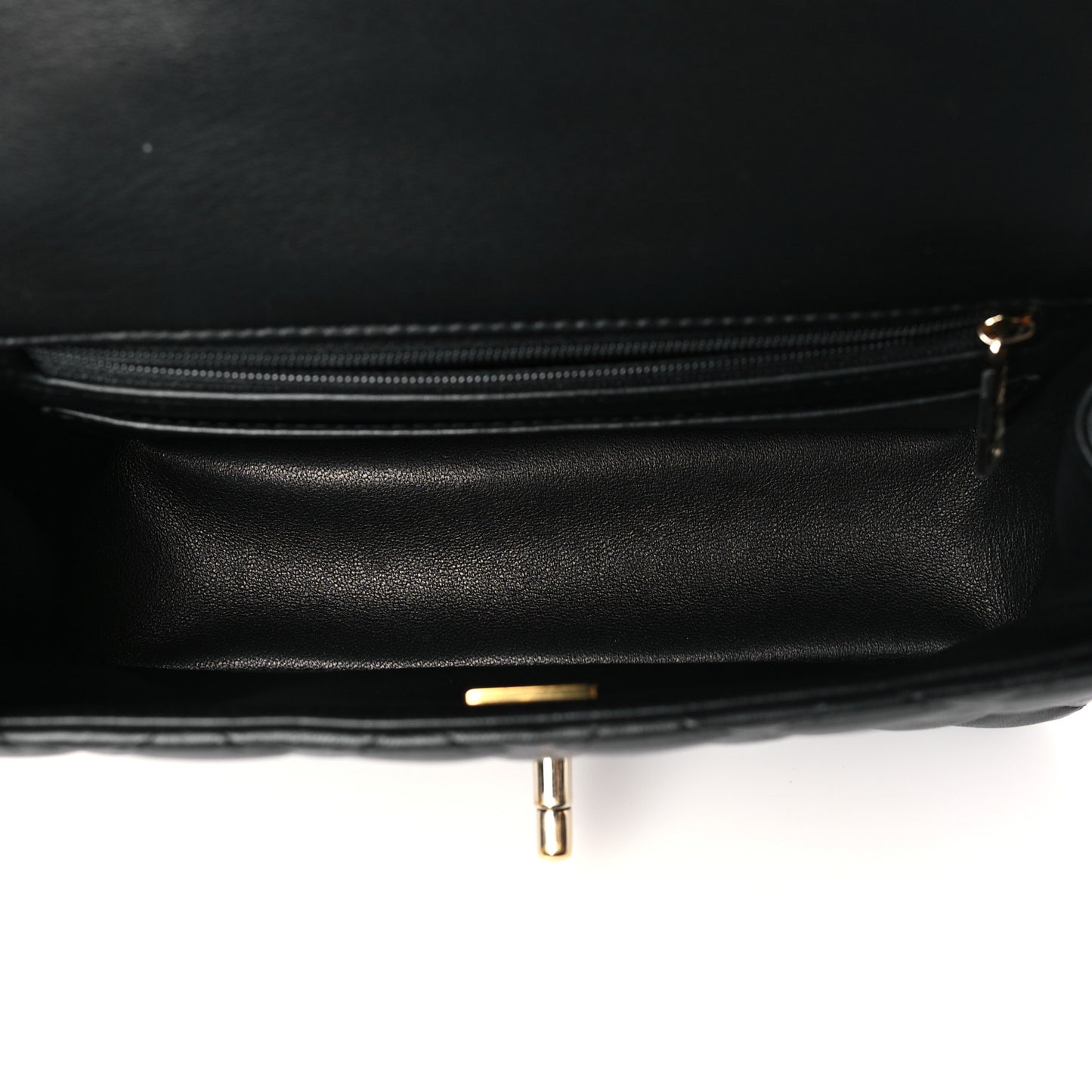 Lambskin Quilted Mini Top Handle Rectangular Flap Black