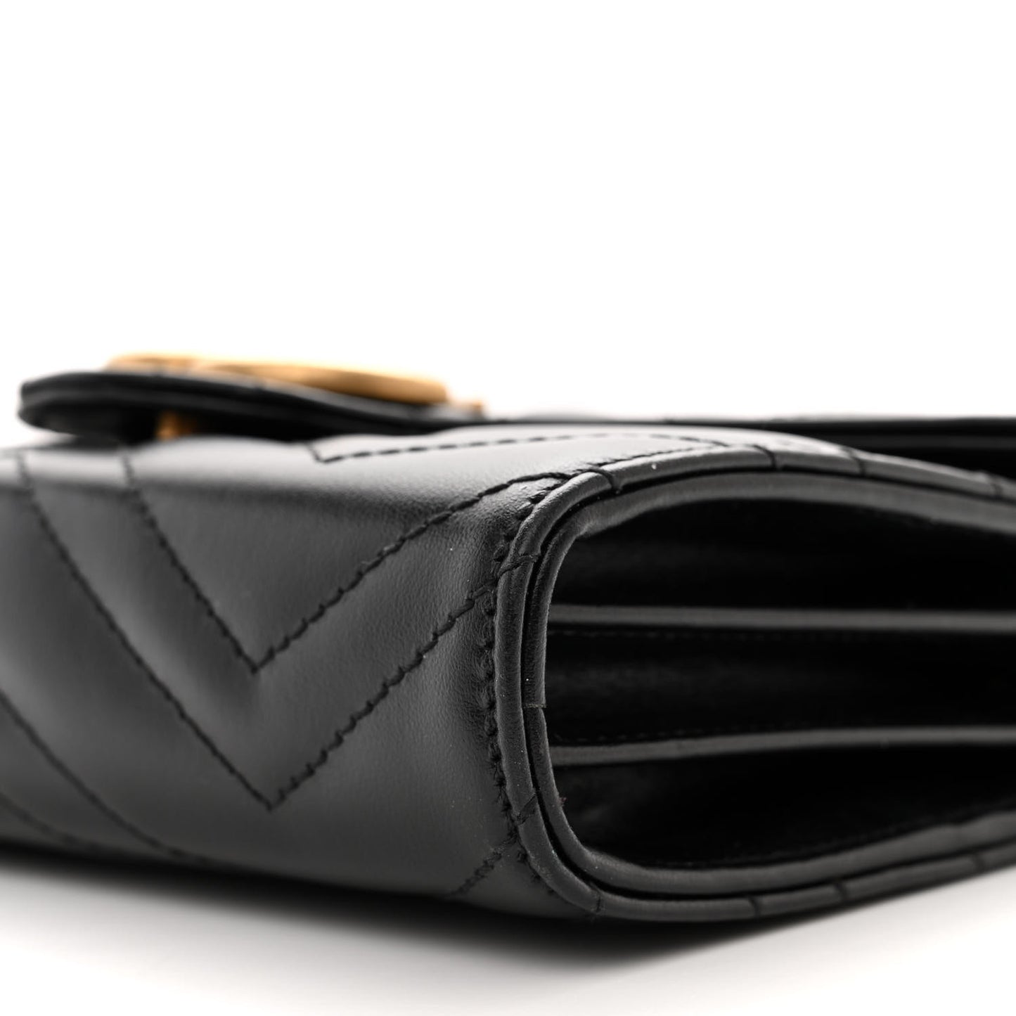 Calfskin Matelasse GG Marmont Chain Wallet Black