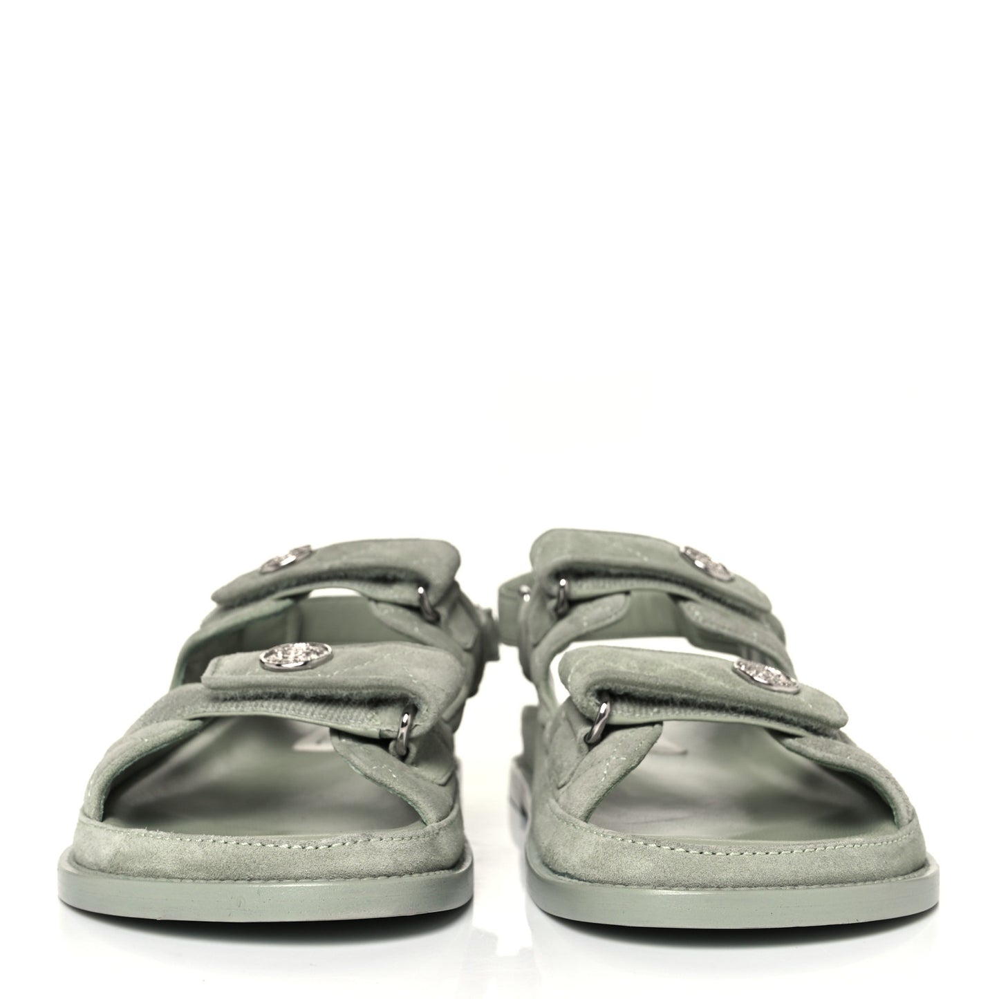 Suede Calfskin Velcro Dad Sandals 40.5 Light Green