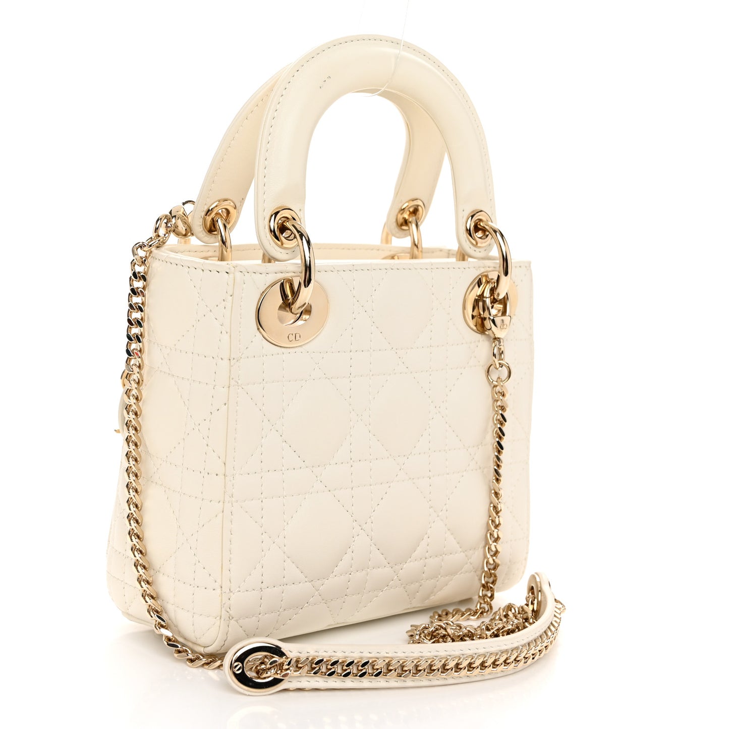 Lambskin Cannage Mini Lady Dior Off White