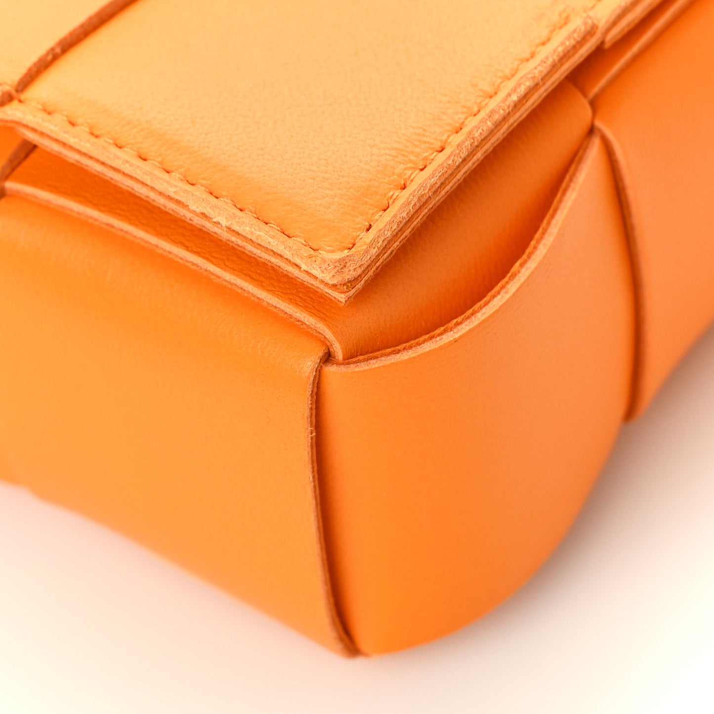 Lambskin Maxi Intrecciato Extra Mini Cassette Crossbody Bag Tangerine