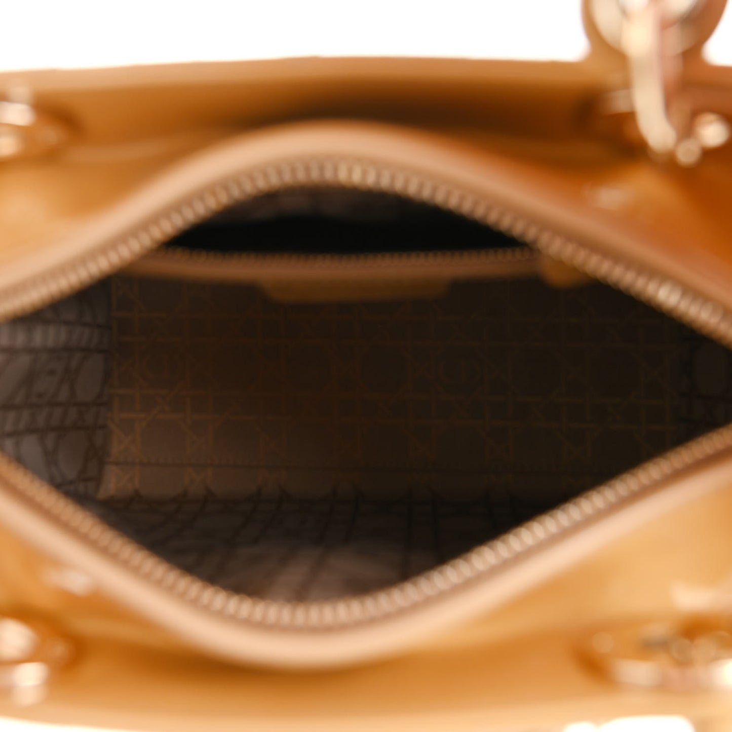 Patent Cannage Medium Lady Dior Dark Beige