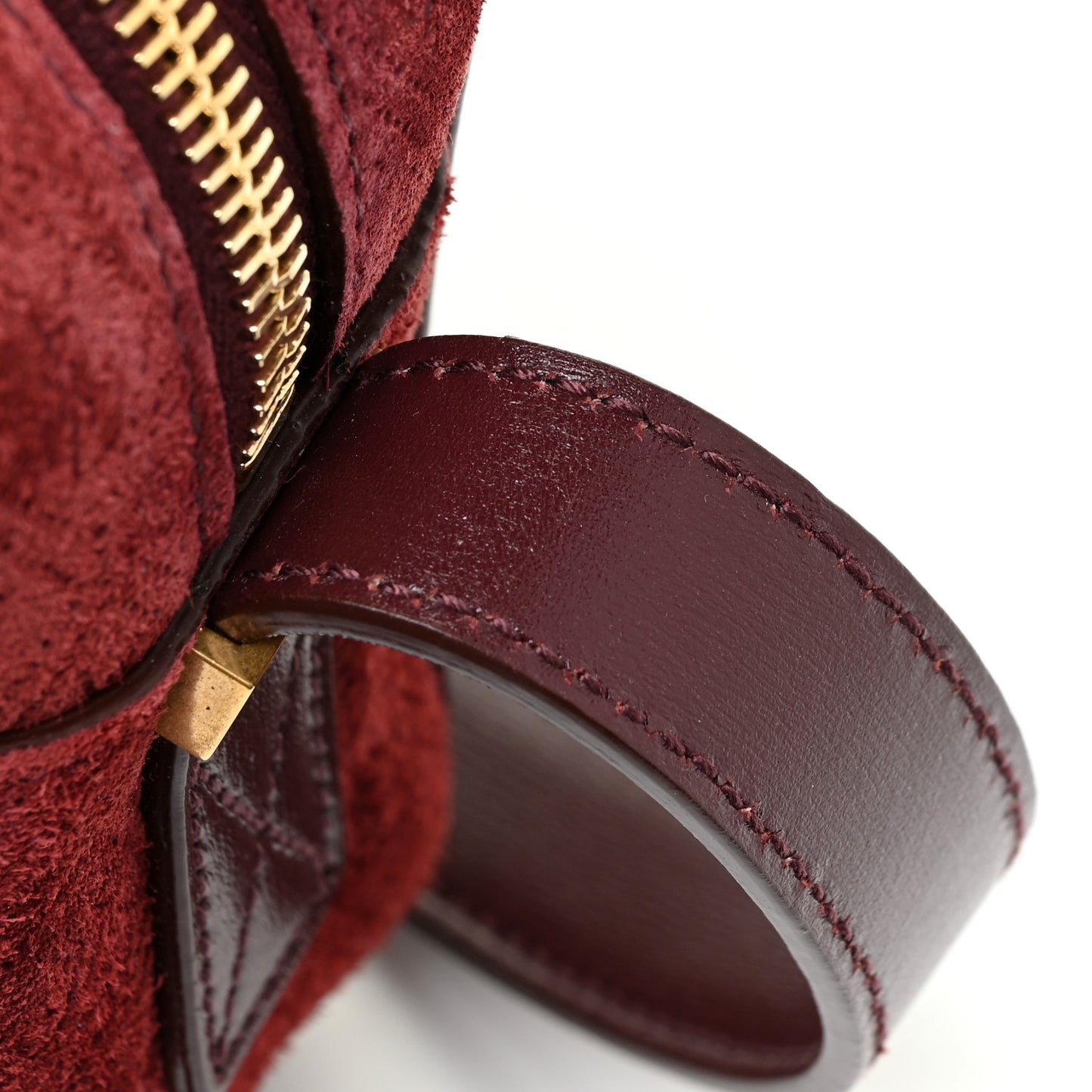 Suede Monogram All Over Camera Bag Burgundy