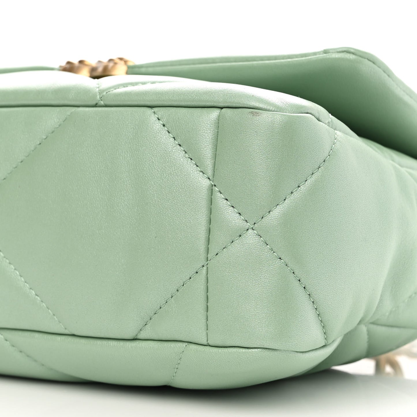 Shiny Lambskin Quilted Medium Chanel 19 Flap Light Green
