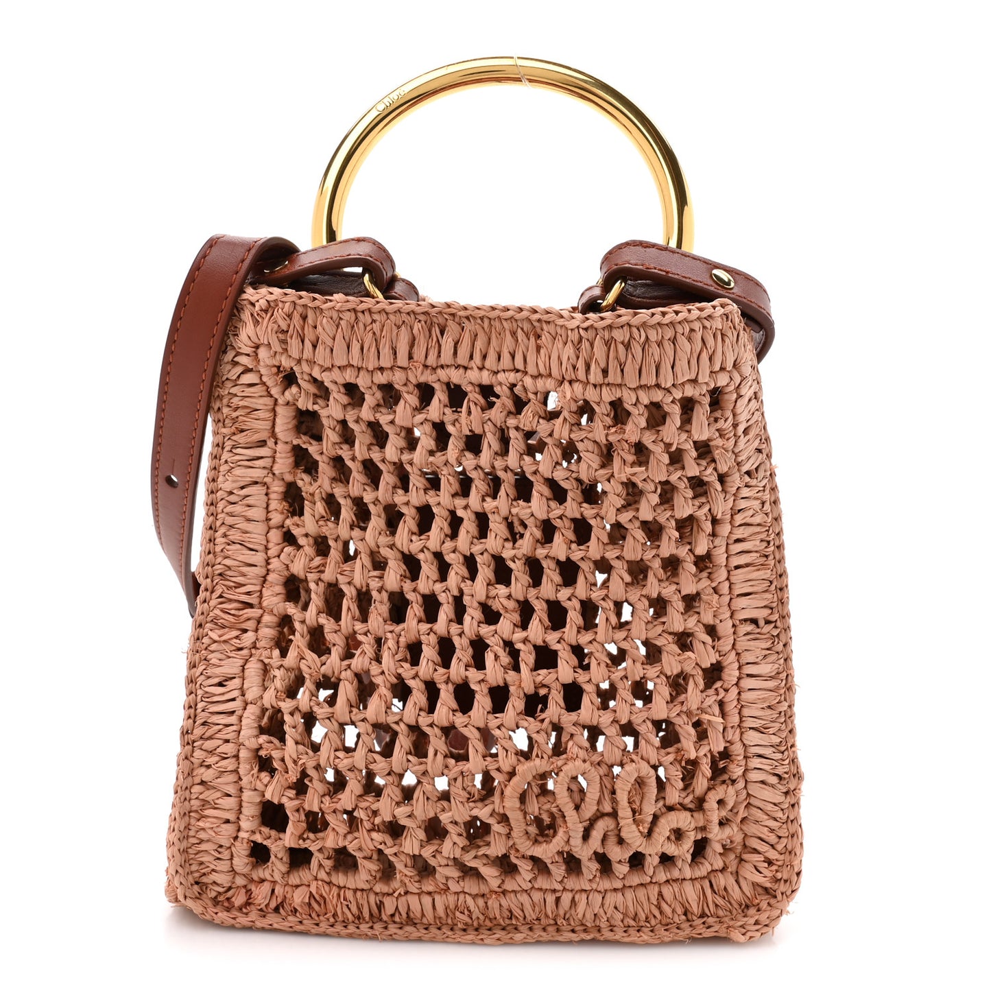 Raffia Calfskin Mini Summer Banana Tote Summery Beige