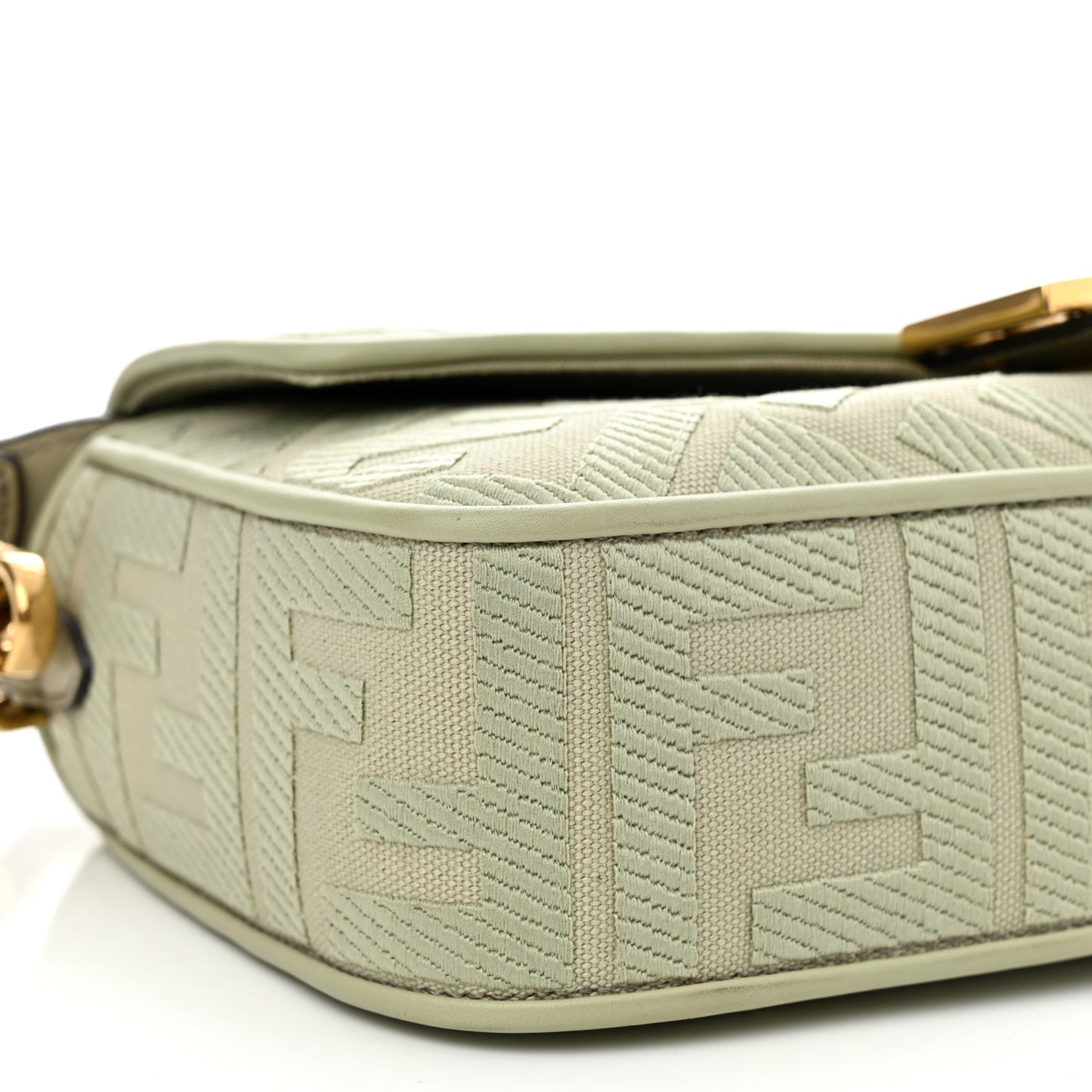 Canvas Vitello King FF Embroidered Baguette Green Tea
