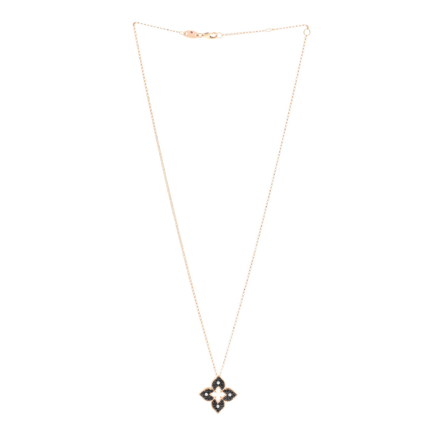 18K Rose Gold Diamond Petite Venetian Princess Flower Pendant Necklace