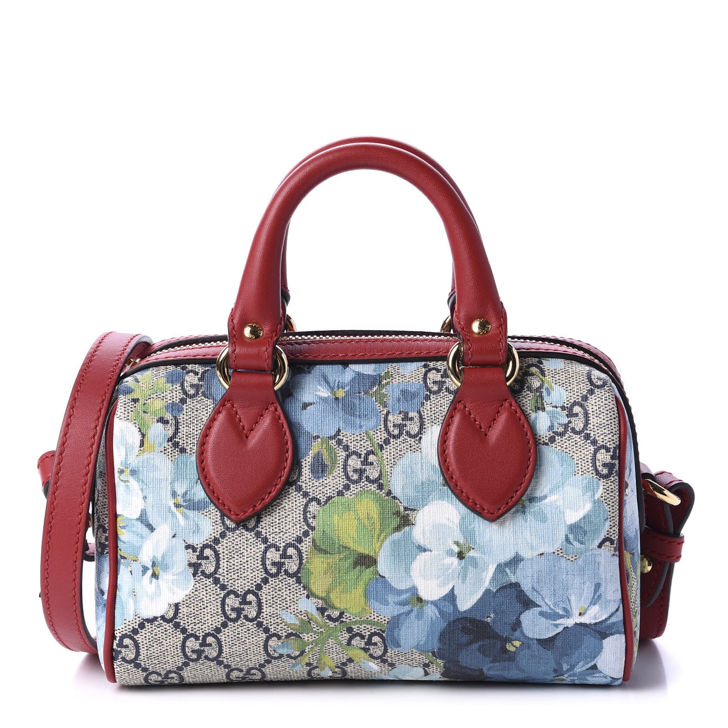 GG Supreme Monogram Blooms Mini Boston Navy Blue Hibiscus