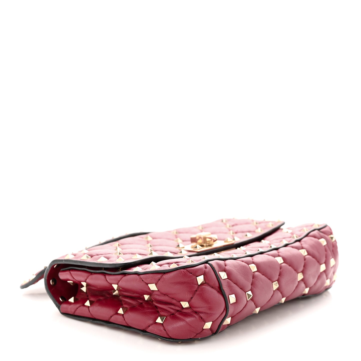 Nappa Small Rockstud Spike Shoulder Bag Rubino