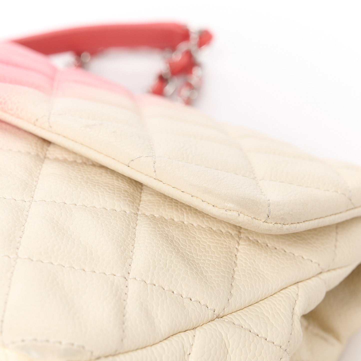 Caviar Quilted Ombre Jumbo Single Flap White Rose Pink
