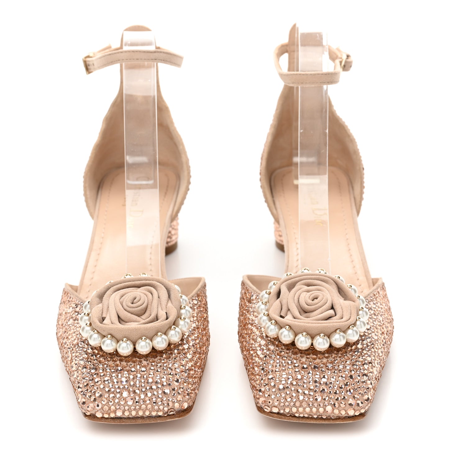 Suede Calfskin Strass Pearl Dior Rose Pumps 38