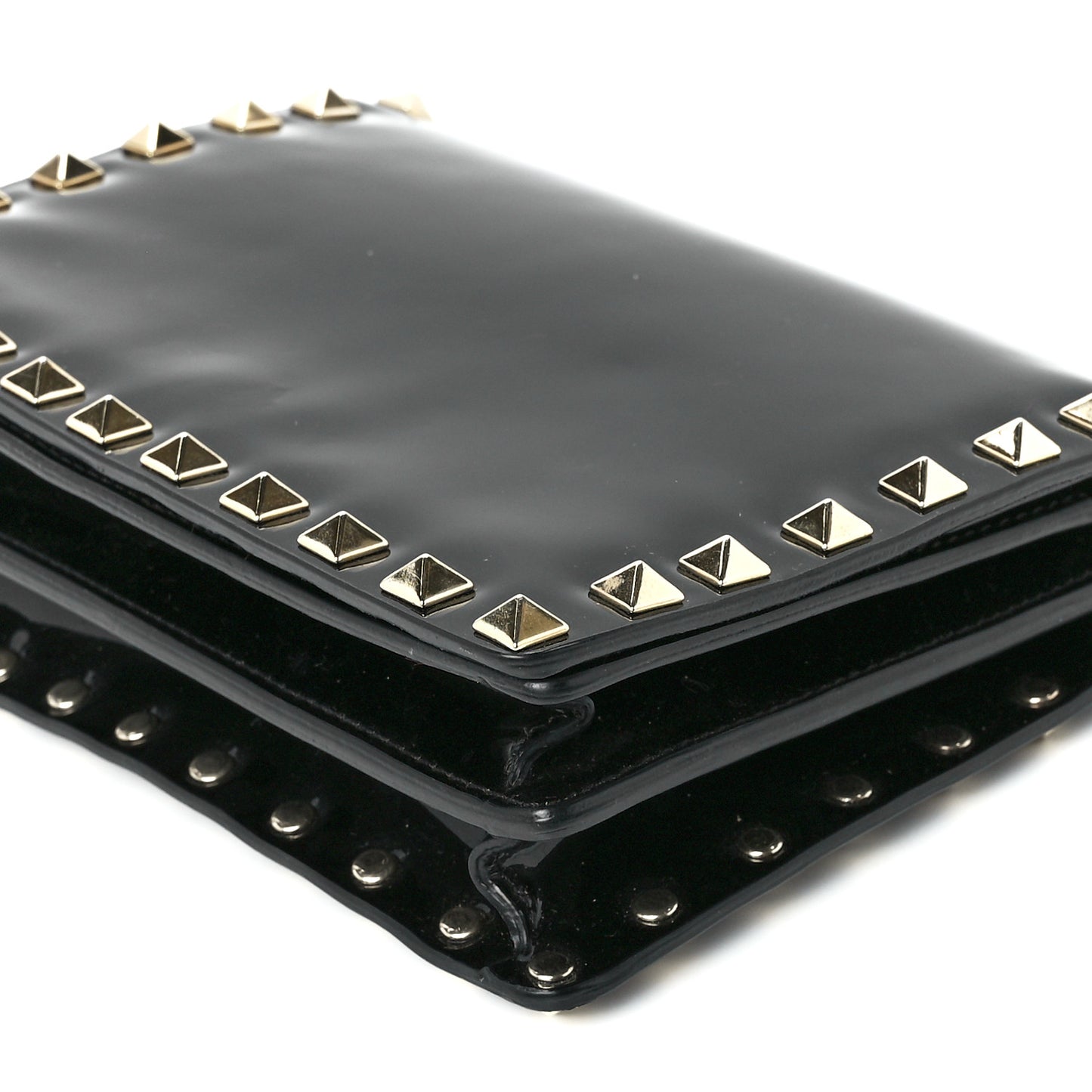 Patent Rockstud Wallet On Chain Black