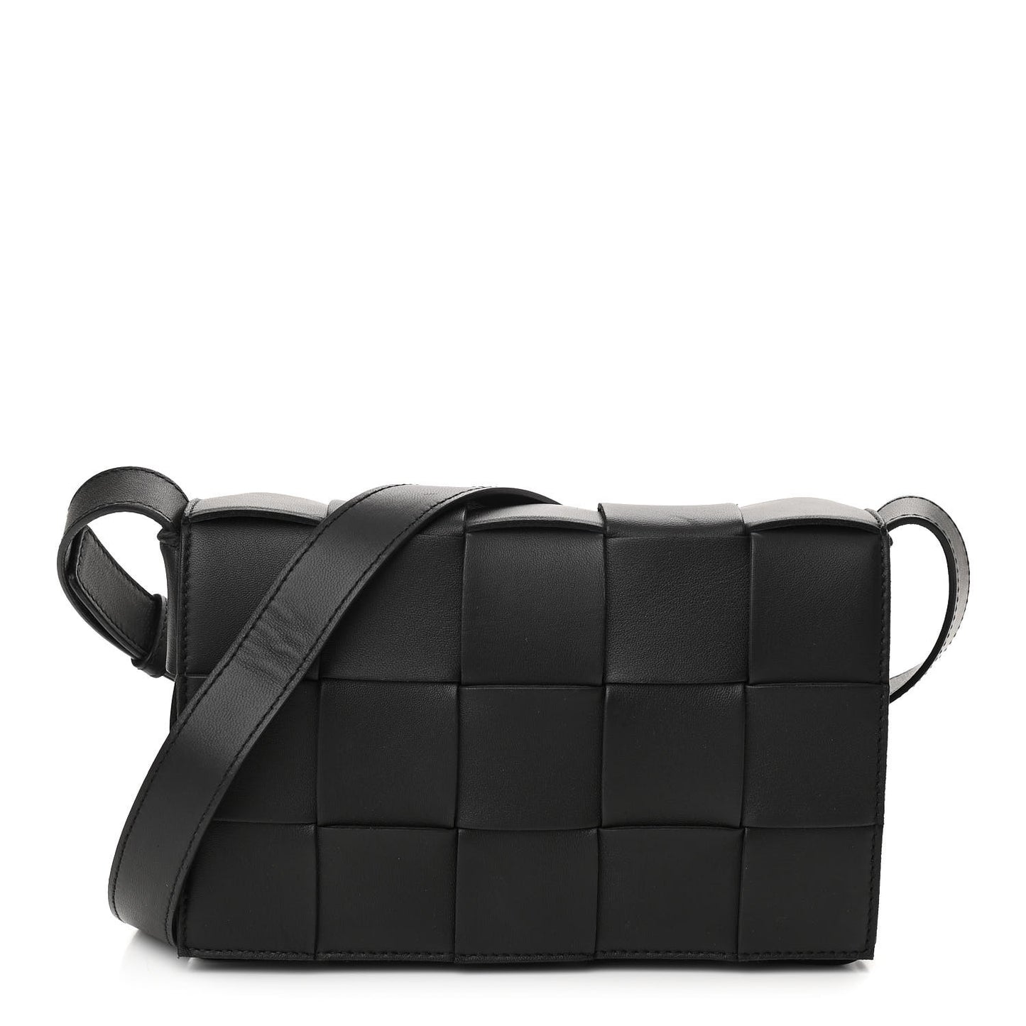 Lambskin Maxi Intrecciato Cassette Crossbody Bag Black