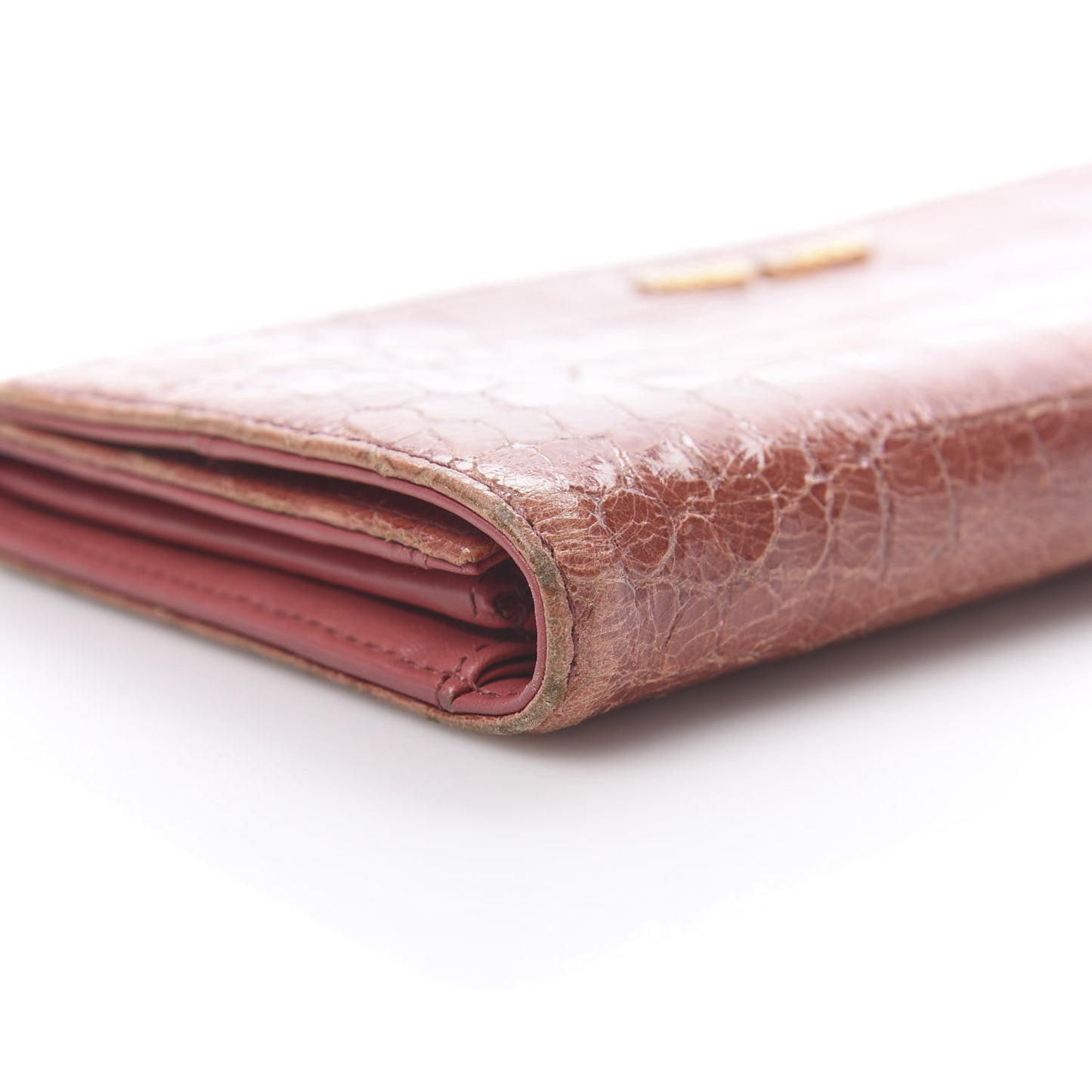 Patent Crocodile Embossed Saint Cocco Lux Continental Flap Wallet Antico