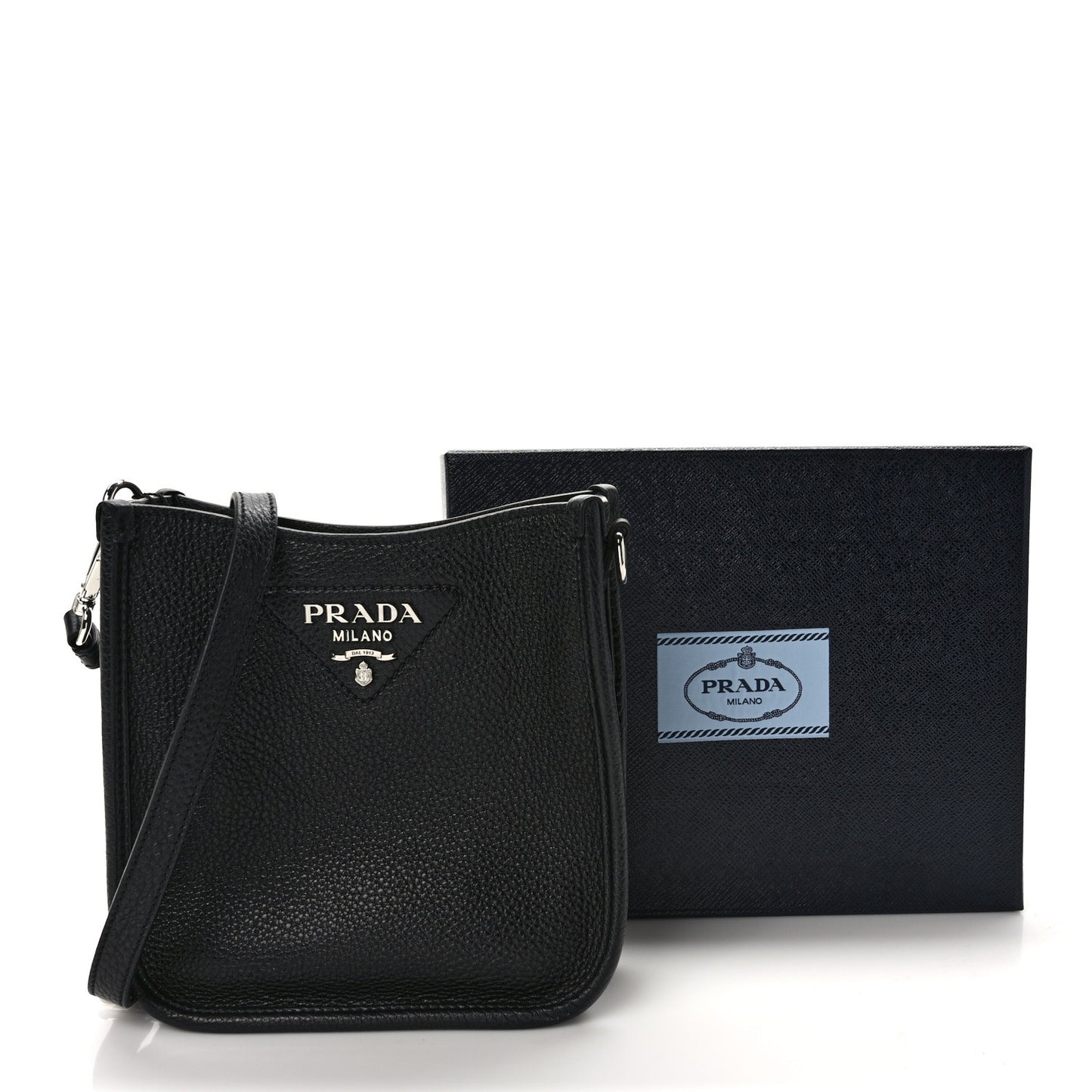 Vitello Daino Soft Mini Hobo Messenger Bag Black