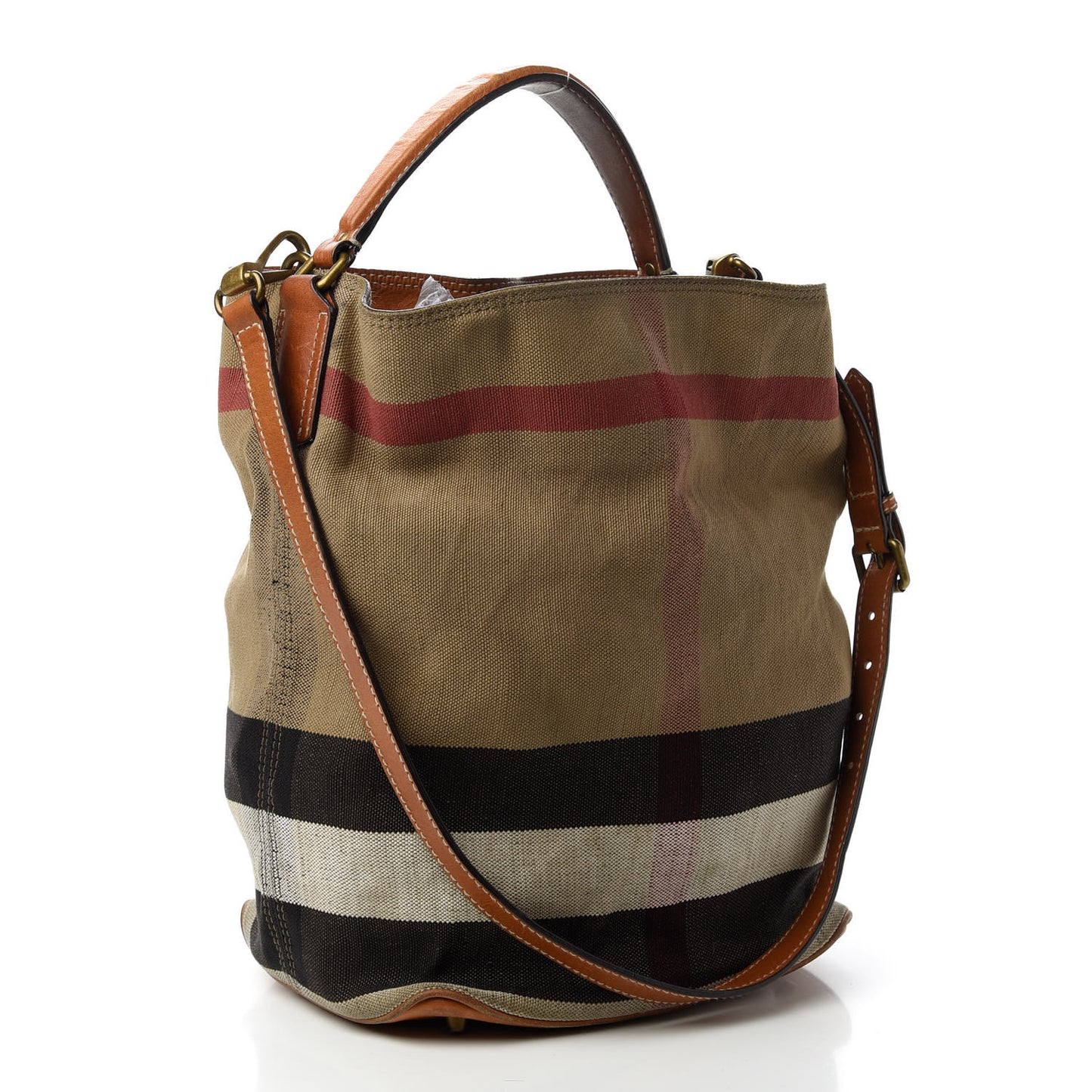 Canvas Mega Check Medium Susanna Hobo Saddle Brown