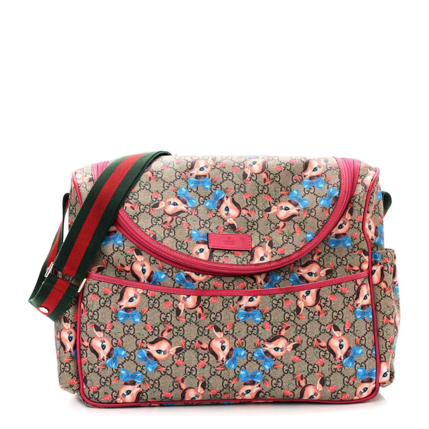 Gucci GG Supreme Monogram Fawn Print Diaper Bag Pink Multicolor