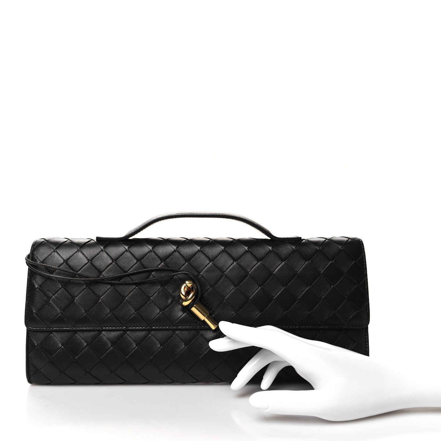 Bottega Veneta Nappa Intrecciato Long Andiamo Top Handle Clutch Black 2 of 9