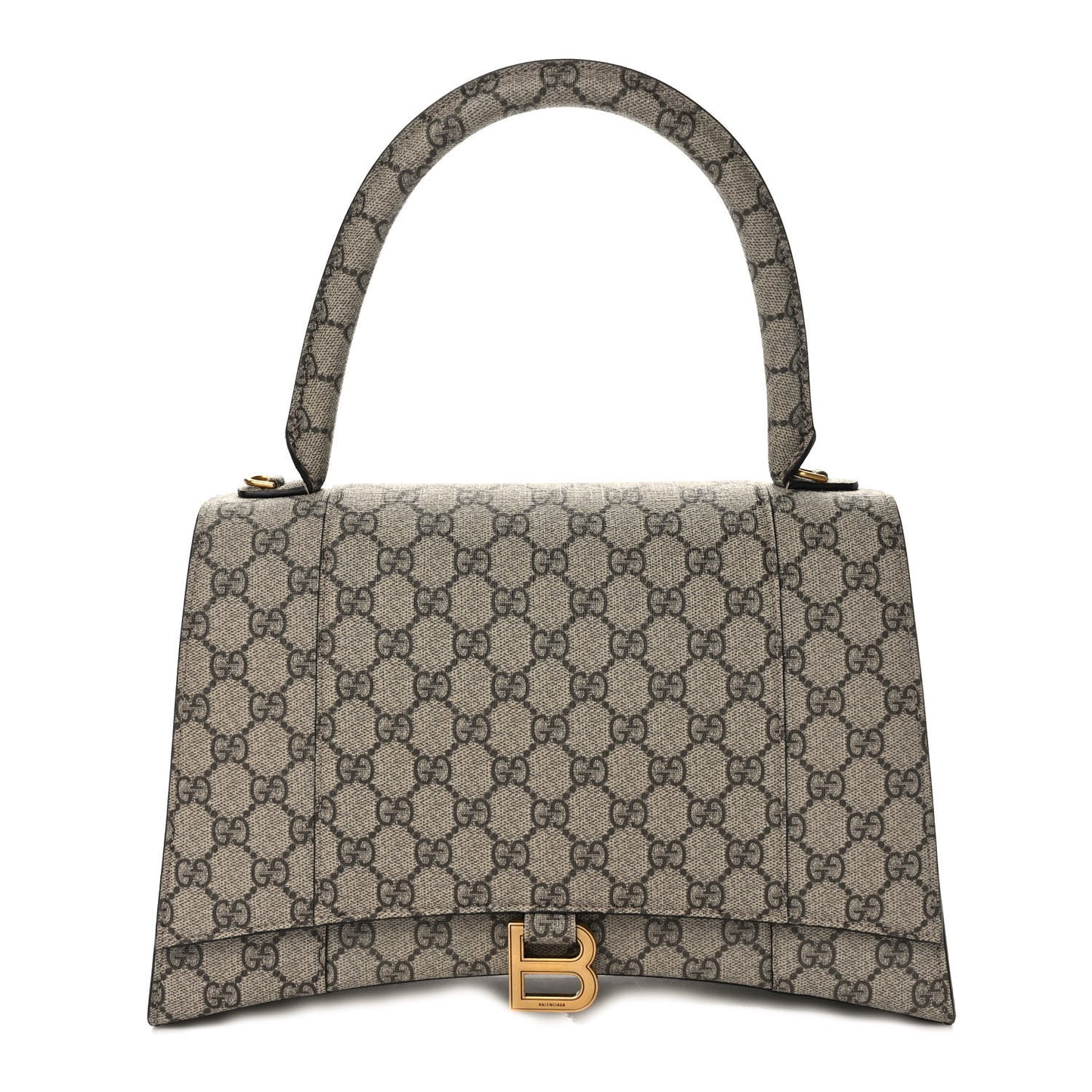 X GUCCI GG Supreme Monogram Medium Hourglass Top Handle Bag Beige Ebony