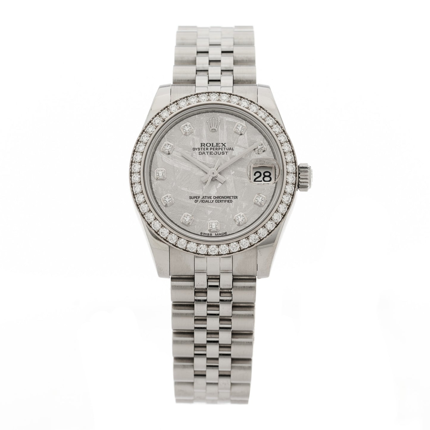 Stainless Steel 18K White Gold Diamond Bezel Meteorite 31mm Oyster Perpetual Datejust Watch 178384