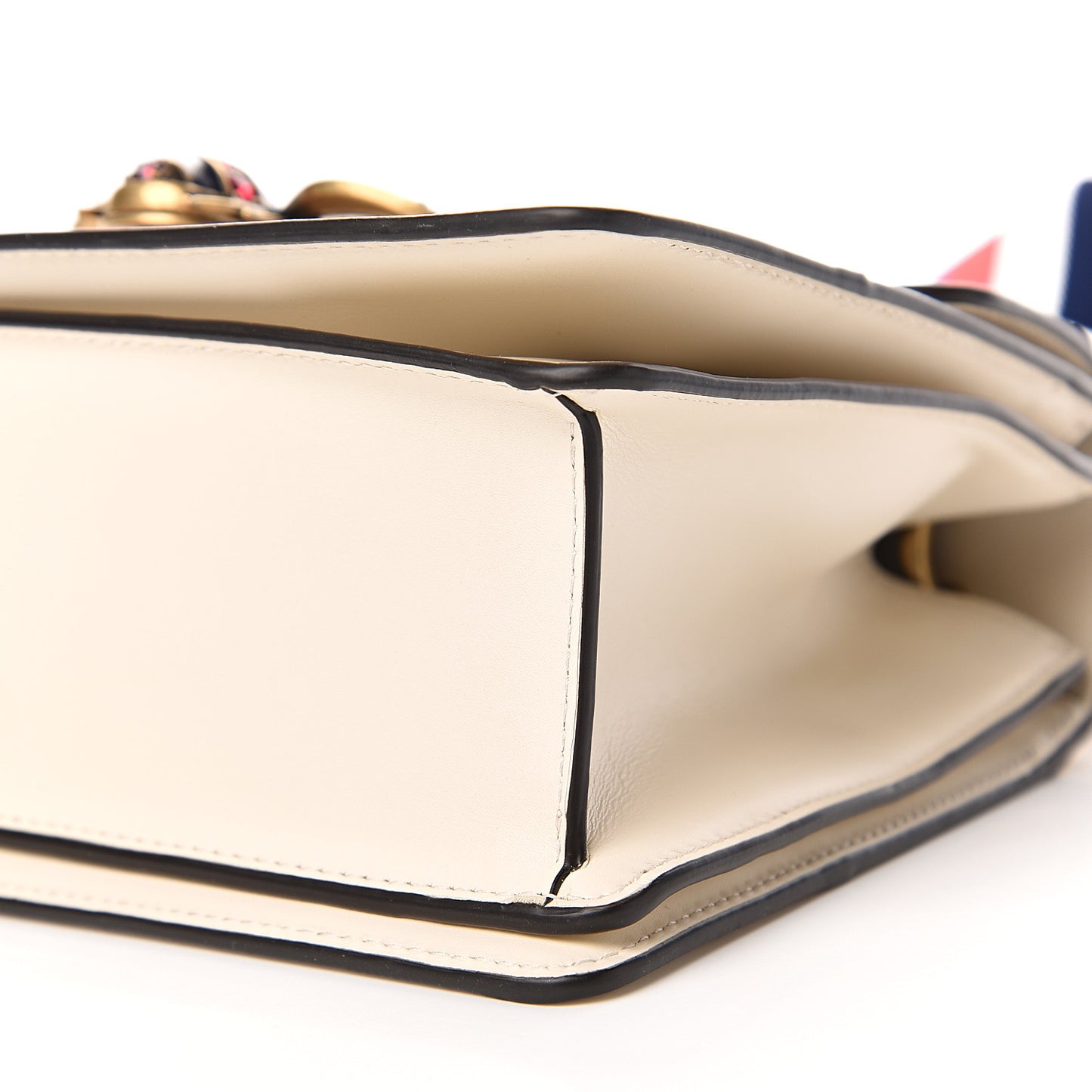 Calfskin Sylvie Web Small Queen Margaret Top Handle Bag White