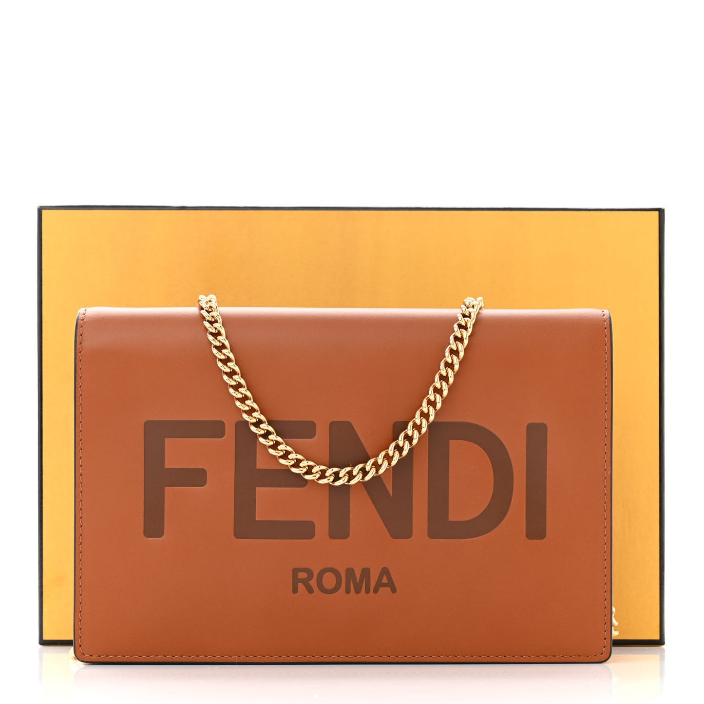 Vitello King Tamponato Logo Embossed Medium Wallet On Chain Cuoio