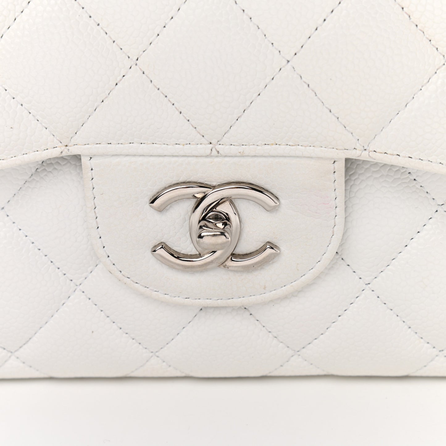 Caviar Quilted Jumbo Double Flap White