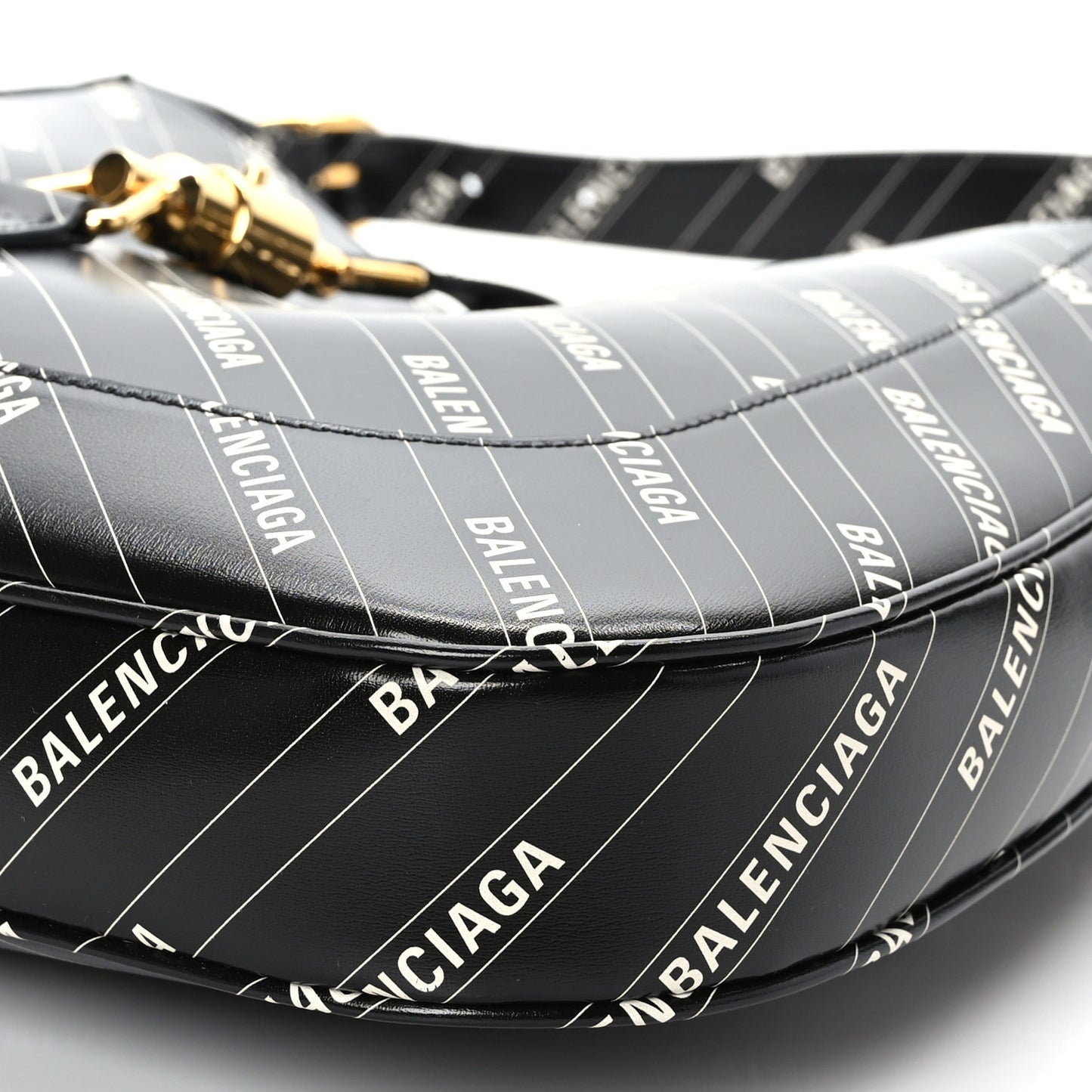 X BALENCIAGA Calfskin Logo Print Medium Jackie 1961 Hobo Black