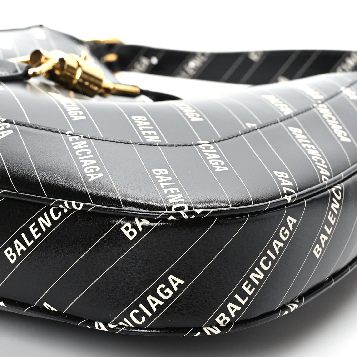 Gucci X BALENCIAGA Calfskin Logo Print Medium Jackie 1961 Hobo Black 9 of 9