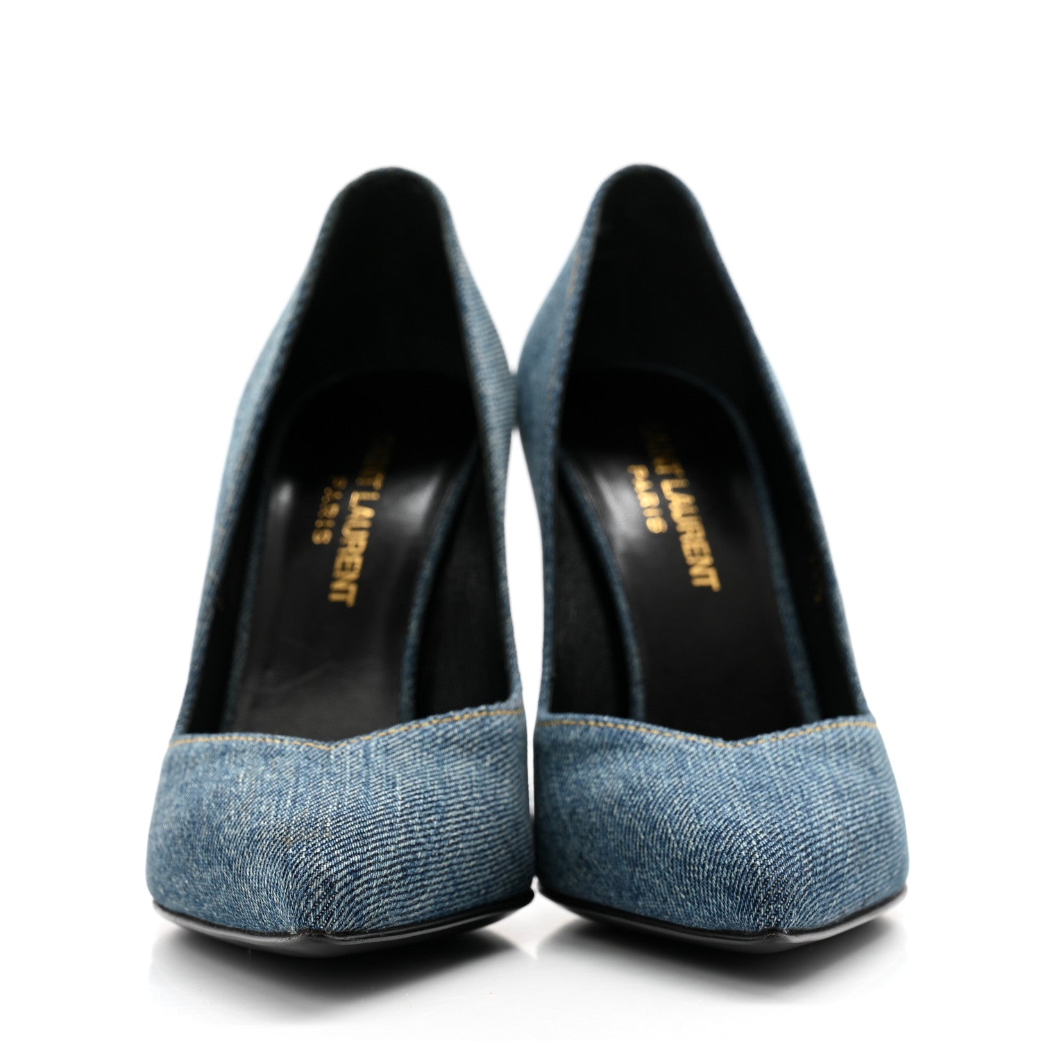 Saint Laurent Denim Classic Paris Escarpin V 105 Skinny Pumps 35.5 Light Blue 2 of 9